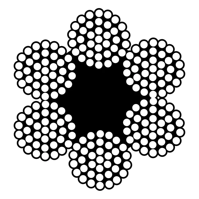 Cross-section diagram of 6X36 Class Bright Fiber Core